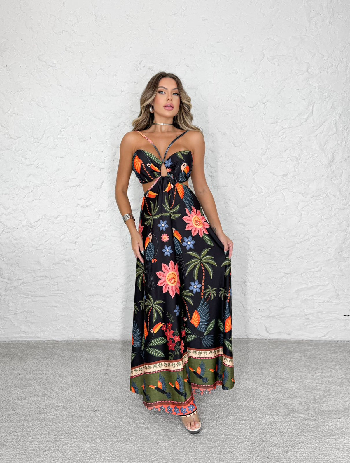 Vestido Longo Helena Noite Tropical