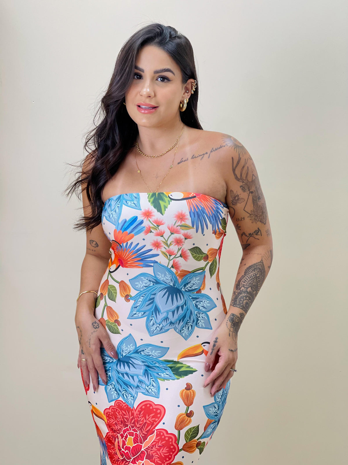 Vestido Feminino Tomara-que-caia Ane Oasis Tropical